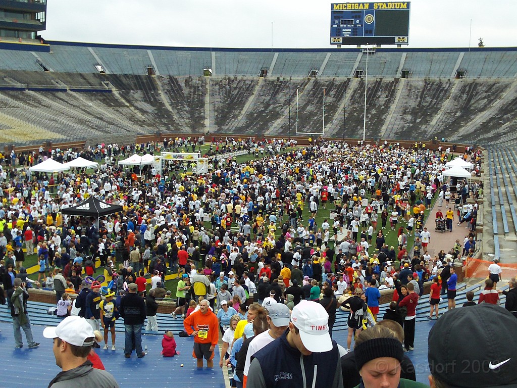 BHGH 2009 0476.jpg - The Big House Big Heat 5 and 10 K race. October 4, 2009 run in Ann Arbor Michigan finishes on the 50 yard line of the University of Michigan stadium.